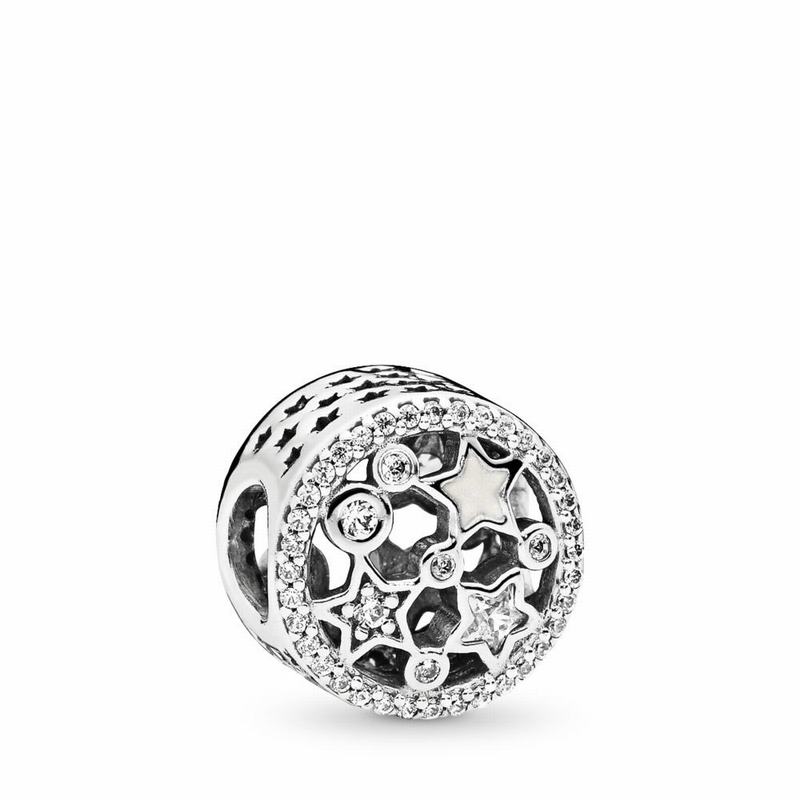 Pandora Illuminating Stars Charm Ireland - Sterling Silver/Enamel/White/Cubic Zirconia - 679504SPT